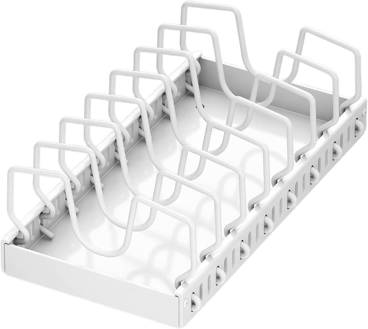Pan Organizer - Keukenladesysteem - Keuken Opbergen - Gedempte Rails - 6.5x24x6.5 cm - Wit
