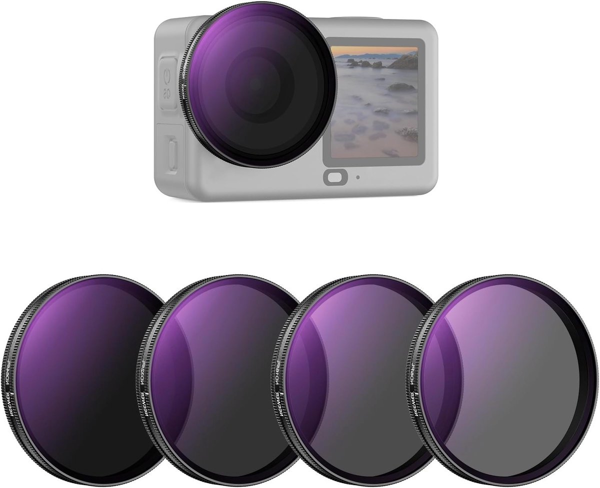 ND/PL Filter Set voor DJI Osmo Action 6 - ND8, ND16, ND32, ND64 - Polaire Neutrale Dichtheid Filters voor Actiefotografie en Videografie Accessoires