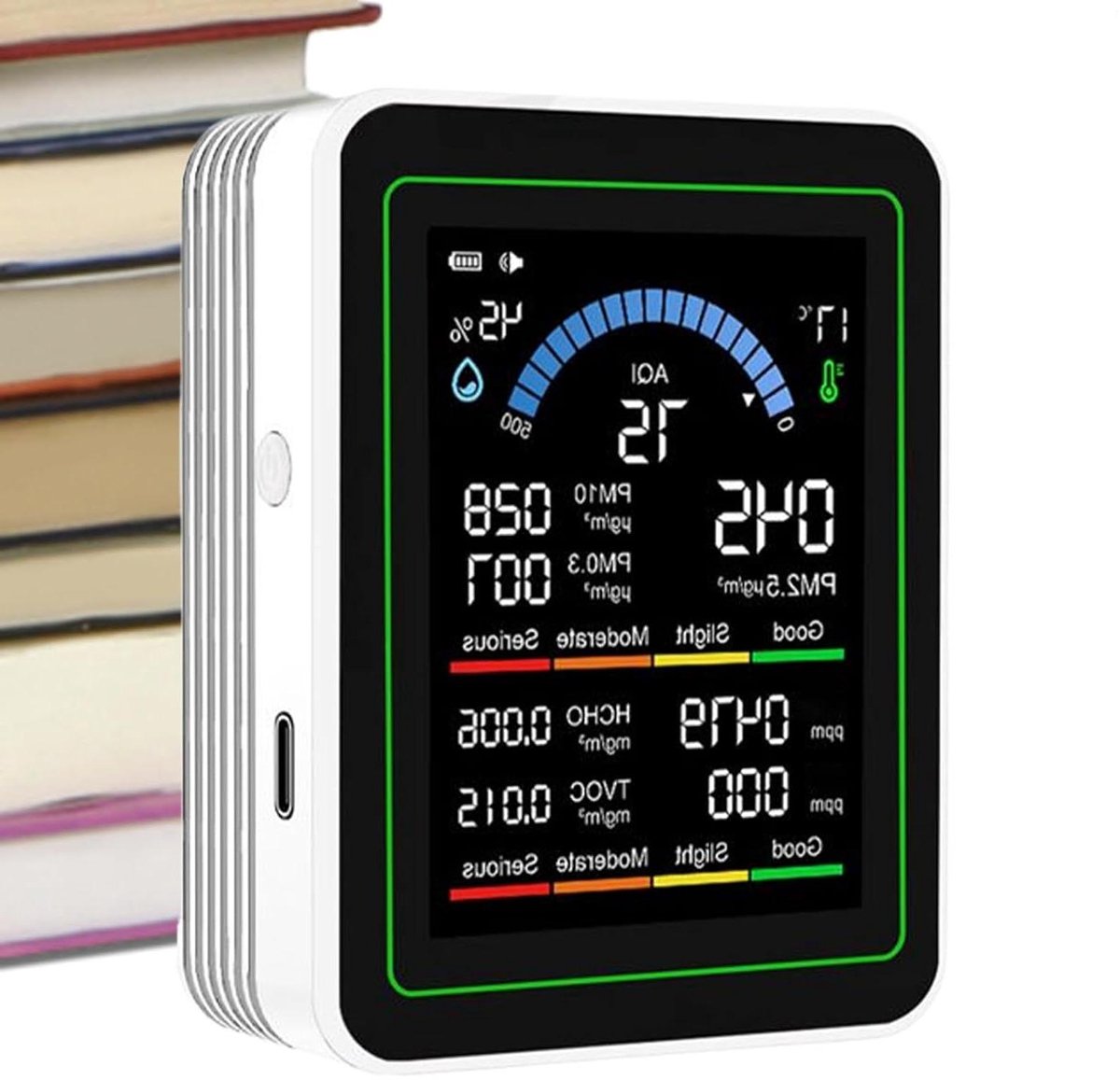 Luchtkwaliteitstest - Luchtdetector Binnen - Gezonde Omgeving - Real-time Bewaking - Compact Meetinstrument - Wit