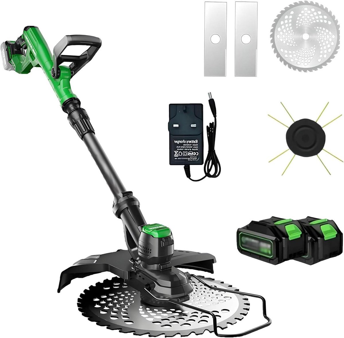Grastrimmer Borstelloos - Bosmaaier Elektrisch - Tuinonderhoud - 3-In-1 Messensysteem - 109-140 cm - Groen