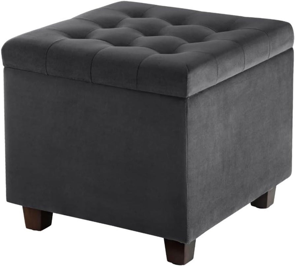 Ottomaanse kruk - Poefstoel Voetenbank - Woonkamer Opbergen - Afneembare Hoes - 45x45x41 cm - Grijs
