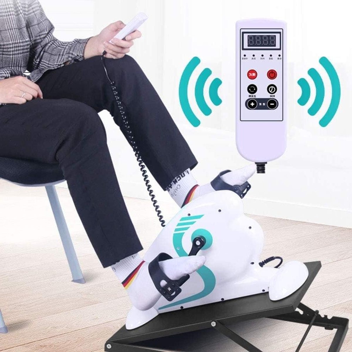 Elektrische pedaaltrainer - Hometrainer revalidatie - Been en arm training - 12 snelheidsinstellingen - 48x38x29 cm - Wit