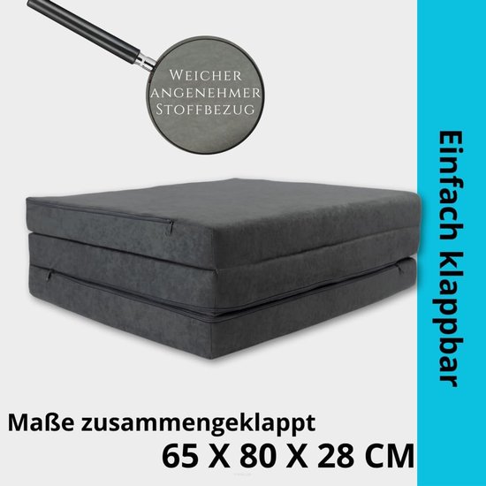 Vouwmatras - Gastenmatras Reismatras - Comfortabel Slapen - Wasbaar Overtrek - 195 x 80 x 9 cm - Lichtgrijs — afbeelding 2
