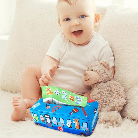 Babyspeelgoed Tissue Box - Zachte Sjaal Doos - Sensorische Ontwikkeling - Ratelend Papier Geluid — afbeelding 2