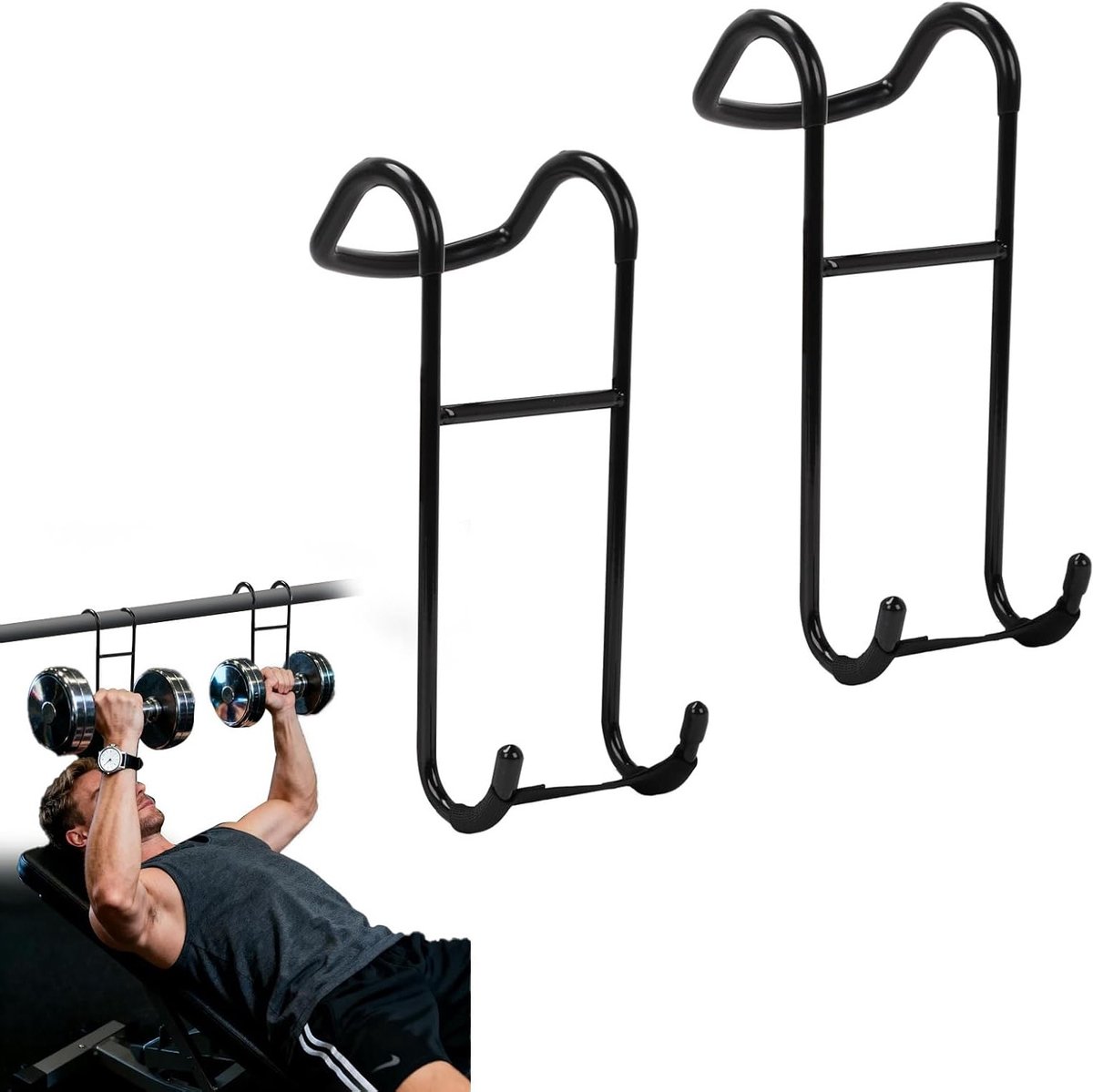 Set van 2 zware dumbbell haken voor bankdrukken, geschikt voor 220 lb, ideaal voor thuisgym en dumbbell opslag