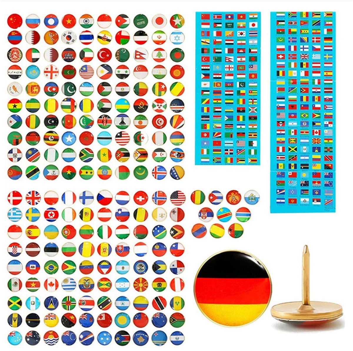 Dailygoody - Nationale Vlag Punaises - Decoratieve Punaises - Wereldreiskaart - Prikbord - Kantoor - 200 Stuks