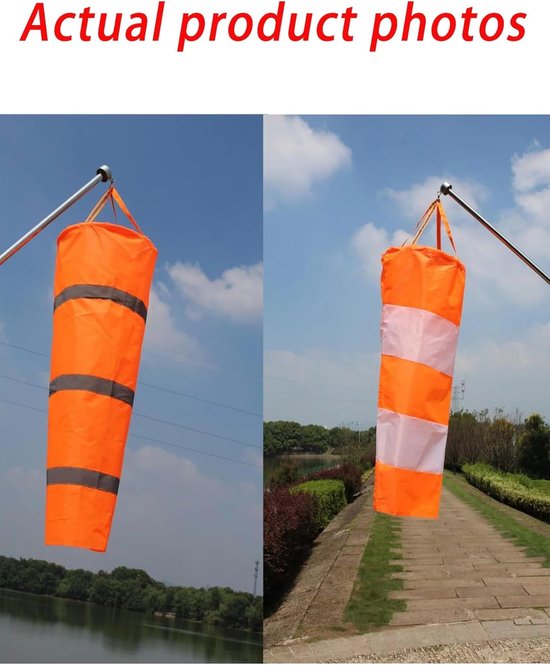 Reflecterende Windzak - Windmeter Windzak - Windrichting Meten - Industrieel Rip-Stop Nylon - 2 Meter - Oranje Melk — afbeelding 2