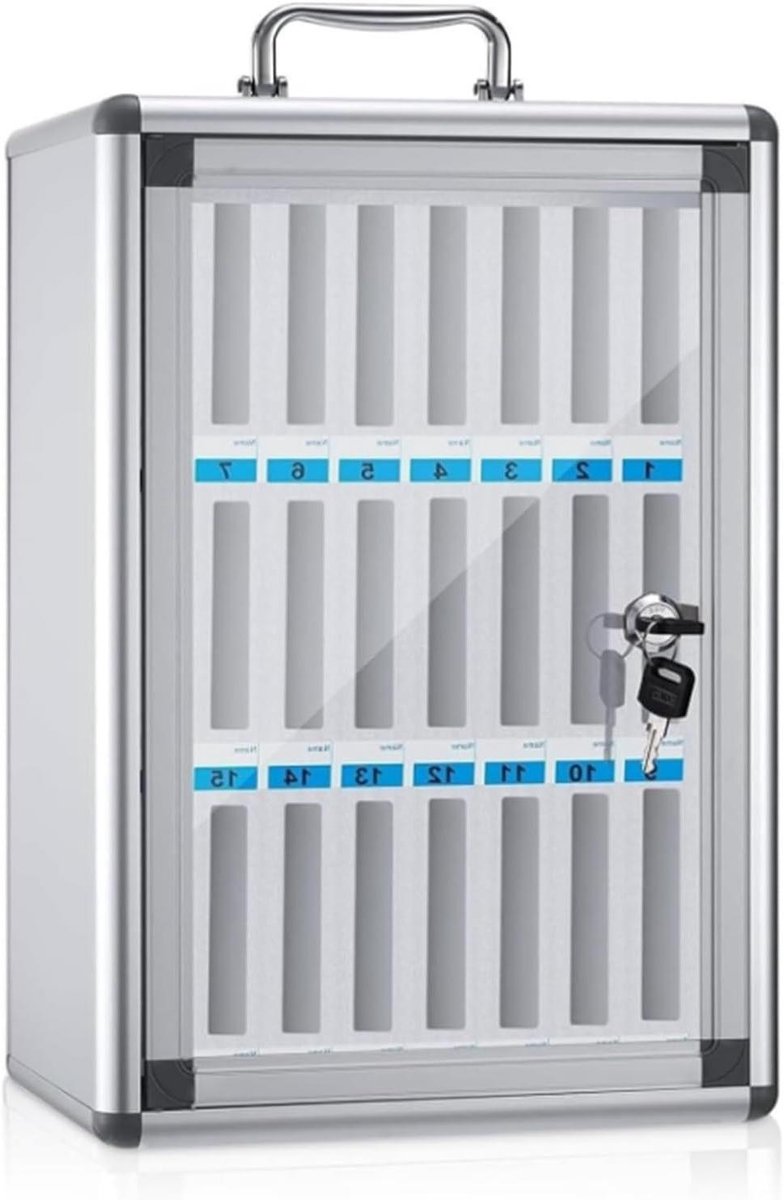 Opbergkluis - Telefoonkluis Locker - Veilige Opslag - Aluminiumlegering Acryl - 29.5x19.5x48.5cm - Zilverkleurig