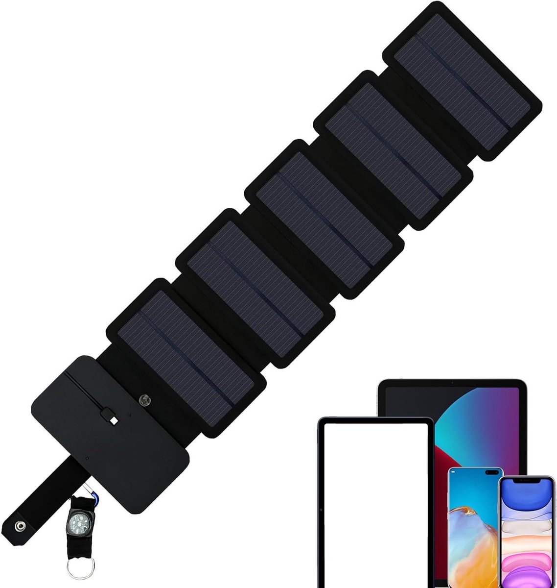 Oplader op zonne-energie - Draagbaar paneel - Outdoor reizen - Waterdicht ontwerp - Inklapbaar formaat - Zwart