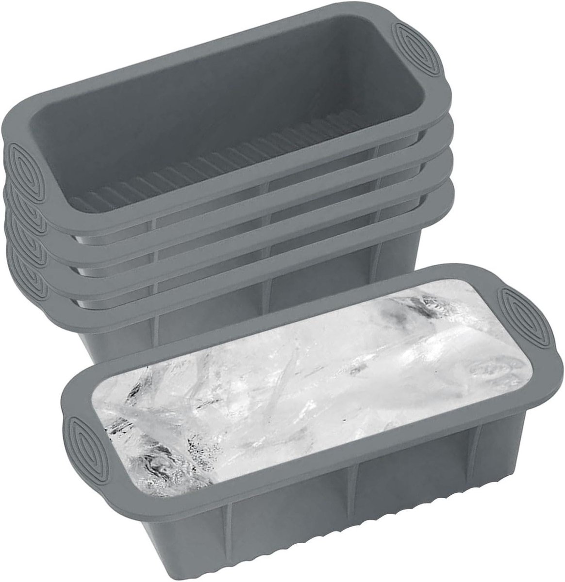 IJsblokjesvormen Set - Bewaardozen Vriezer - Koudwater Dompelen - Duurzame Extractie - 25 x 12 x 9 cm - Grijs