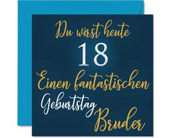 Stuff4 18e verjaardagskaart broer - fantastisch - Happy Birthday-kaart verjaardag voor 18e broer van zus, cadeaus man, 145 mm achttien achttiende verjaardagscadeaus wenskaarten