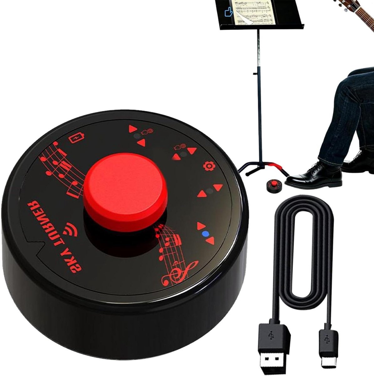 Voetpedaal Paginadraaier - App Controller - Handsfree Navigatie - Oplaadbare Batterij - 5x3 cm - Zwart