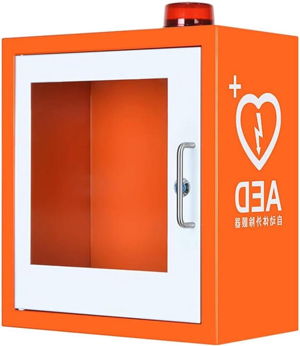 AED Opbergkast - Hart Defibrillator - Veilige Opslag - Met Licht Alarm - 40x36x20cm - Wit