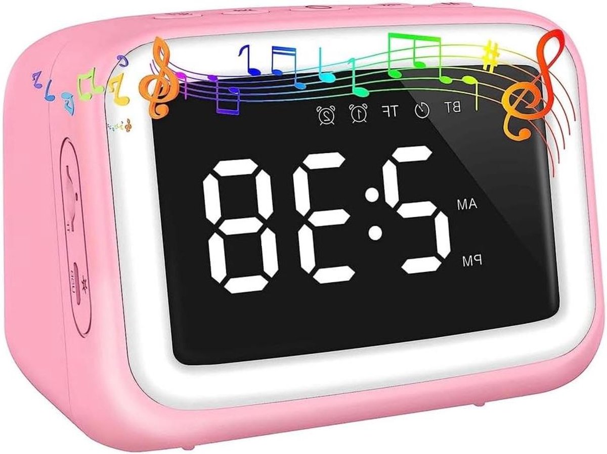 Kinder Wekker - Nachtlamp Speaker - Wakker Worden - Met Bluetooth - N.v.t. - Roze