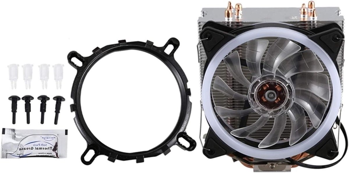 CPU Koeler - Processor Ventilator - Stil Werken - RGB Verlichting - 12cm Fan - Zwart