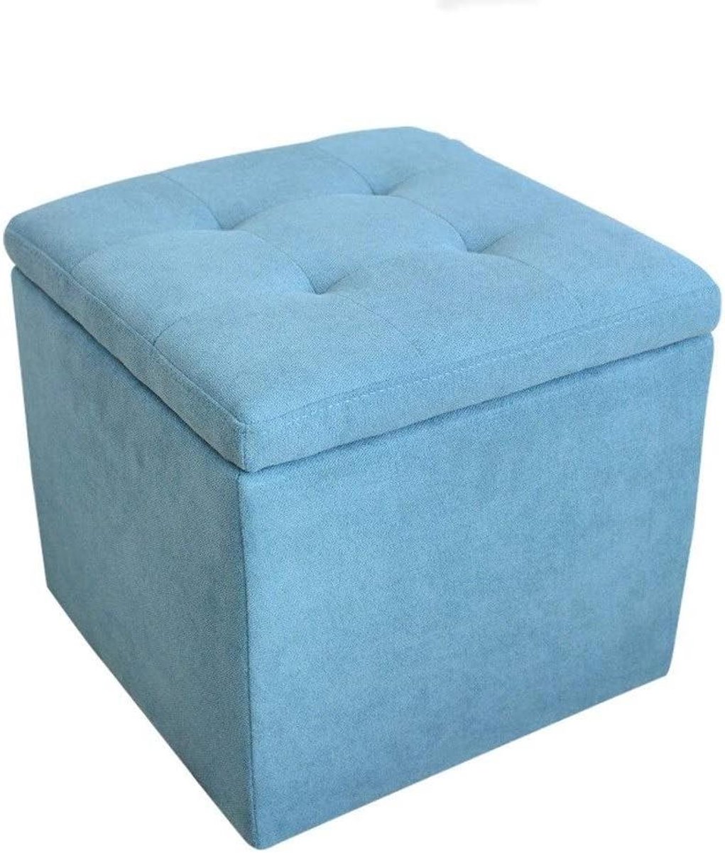 Voetenbank Poef - Lage Kruk - Schoenen Wisselen - Verborgen Opbergruimte - Maat S - Blauw