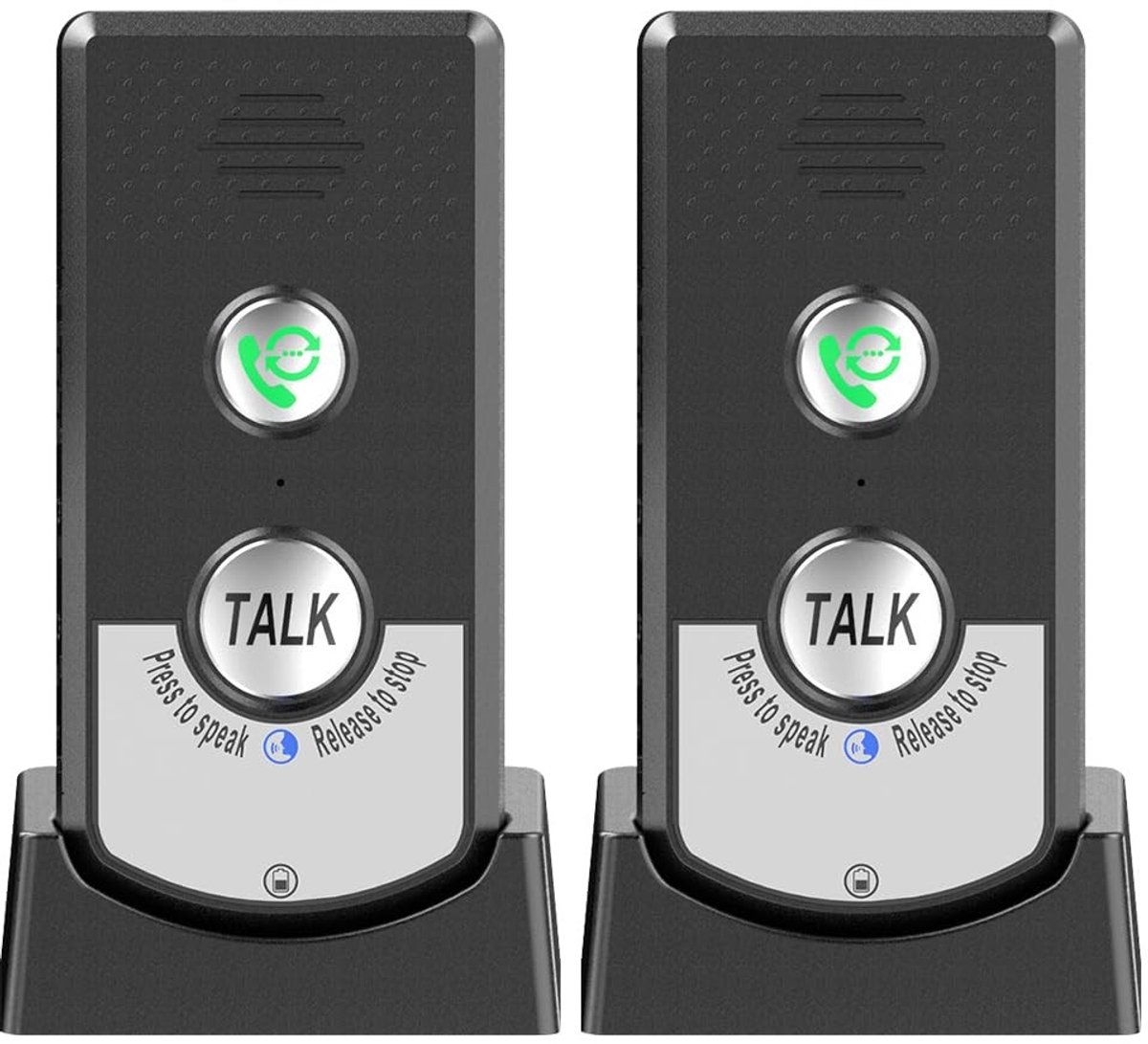 aladdien - Wireless Intercom - Draadloze Communicatie - Voor Senioren - Zwart - 2-Weg Communicatie - Ideaal voor Thuisgebruik - Inclusief Batterijen