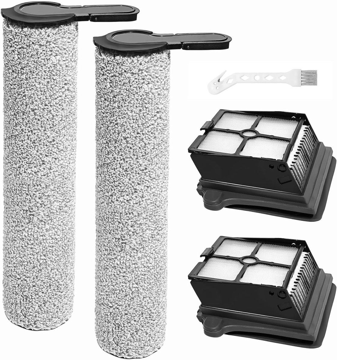 Vervangende Onderdelen voor Stoom- en Droogzuiger, 2 Borstels + 2 Filters + 1 Reinigingsborstel voor Efficiënt Schoonmaken