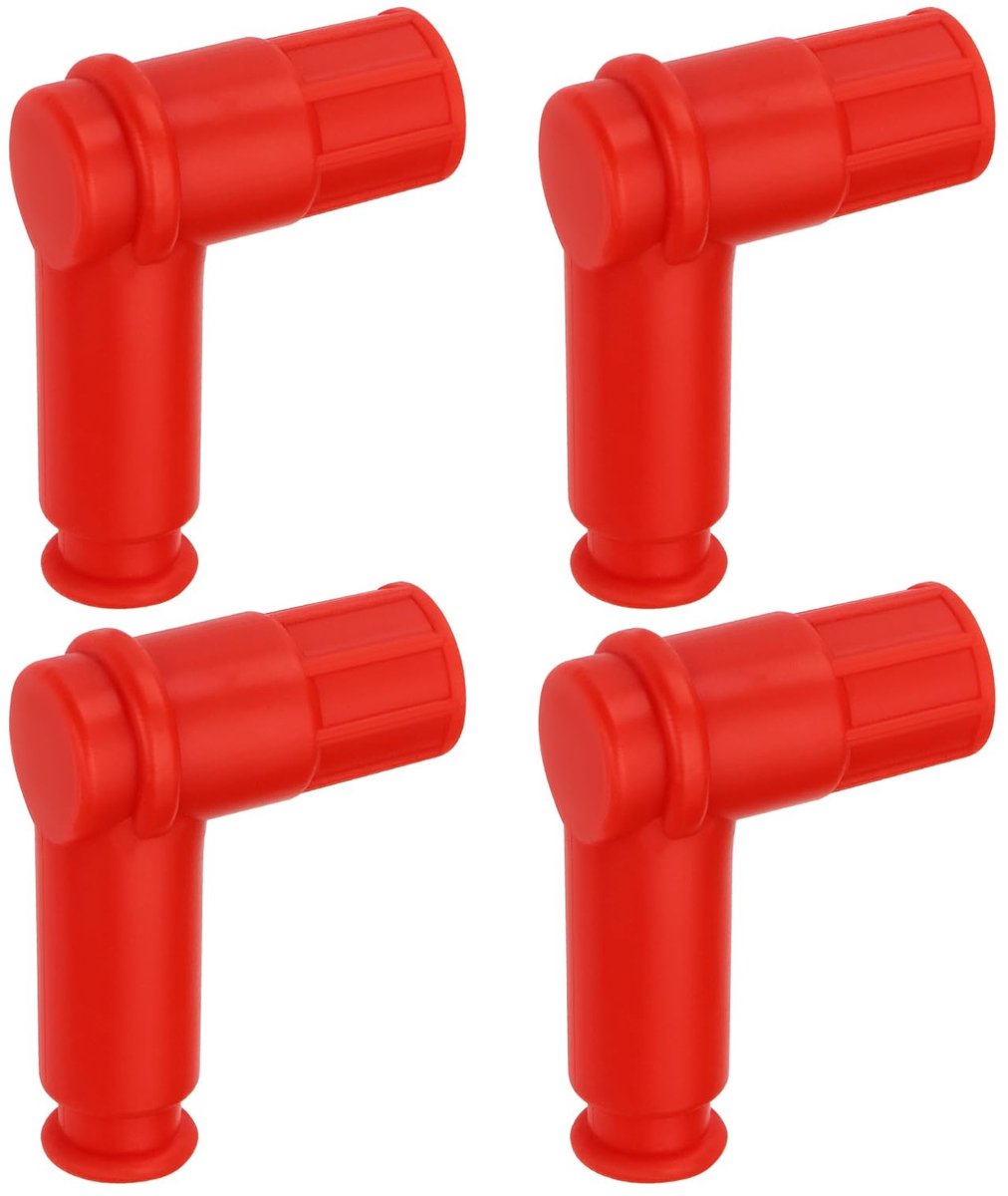 aladdien - Motorfiets Bougiekap - 90 graden - Rubber - 14mm bougies - 4 stuks - Geschikt voor motorfietsen - Kleur zwart