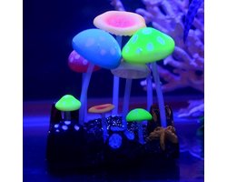 - Aquarium plant decoratie - Gloeiend effect - Kunstmatige paddestoel - Aquarium landschap - Geschikt voor alle aquariums - Groen - Realistisch ontwerp