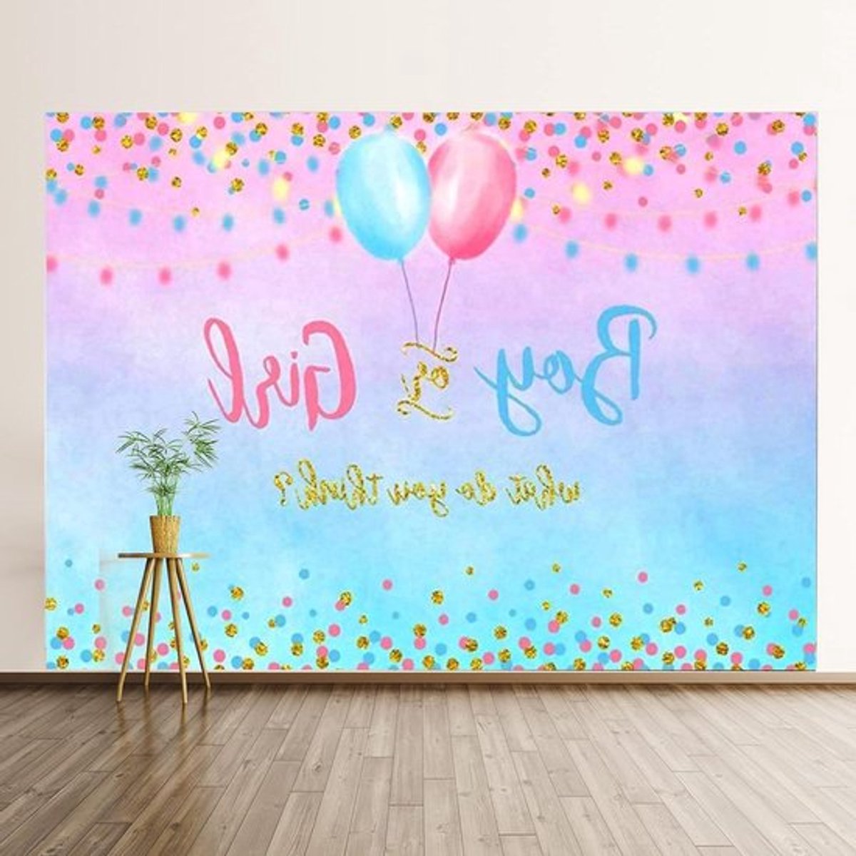 Backdrop-banner - Jongen Meisje Genderreveal Vinyl Party Achtergrond 20 x 15 m