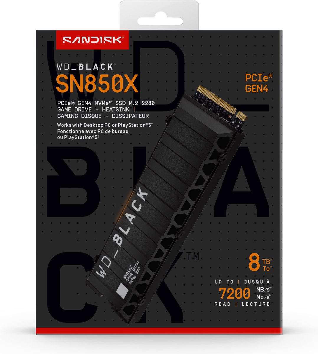 Western Digital Black SN850X - Interne SSD met Heatsink - NVMe M.2 - PS5 compatibel - 8 TB
