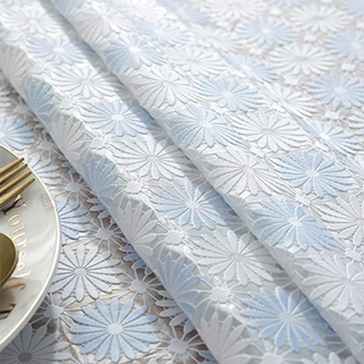 Tafelkleed - Beschermhoes - Eettafel Beschermen - Waterproof PVC - 110x110 cm - Blauw