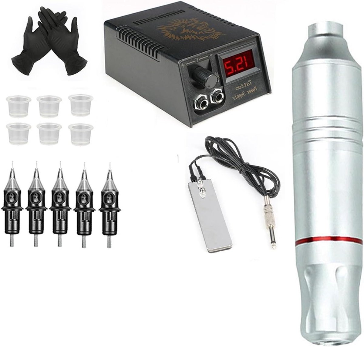Tattoo Kit - Machine Pen Set - Precisie Werk - Stabiele Spanning - 0-3.5 mm - Zilver