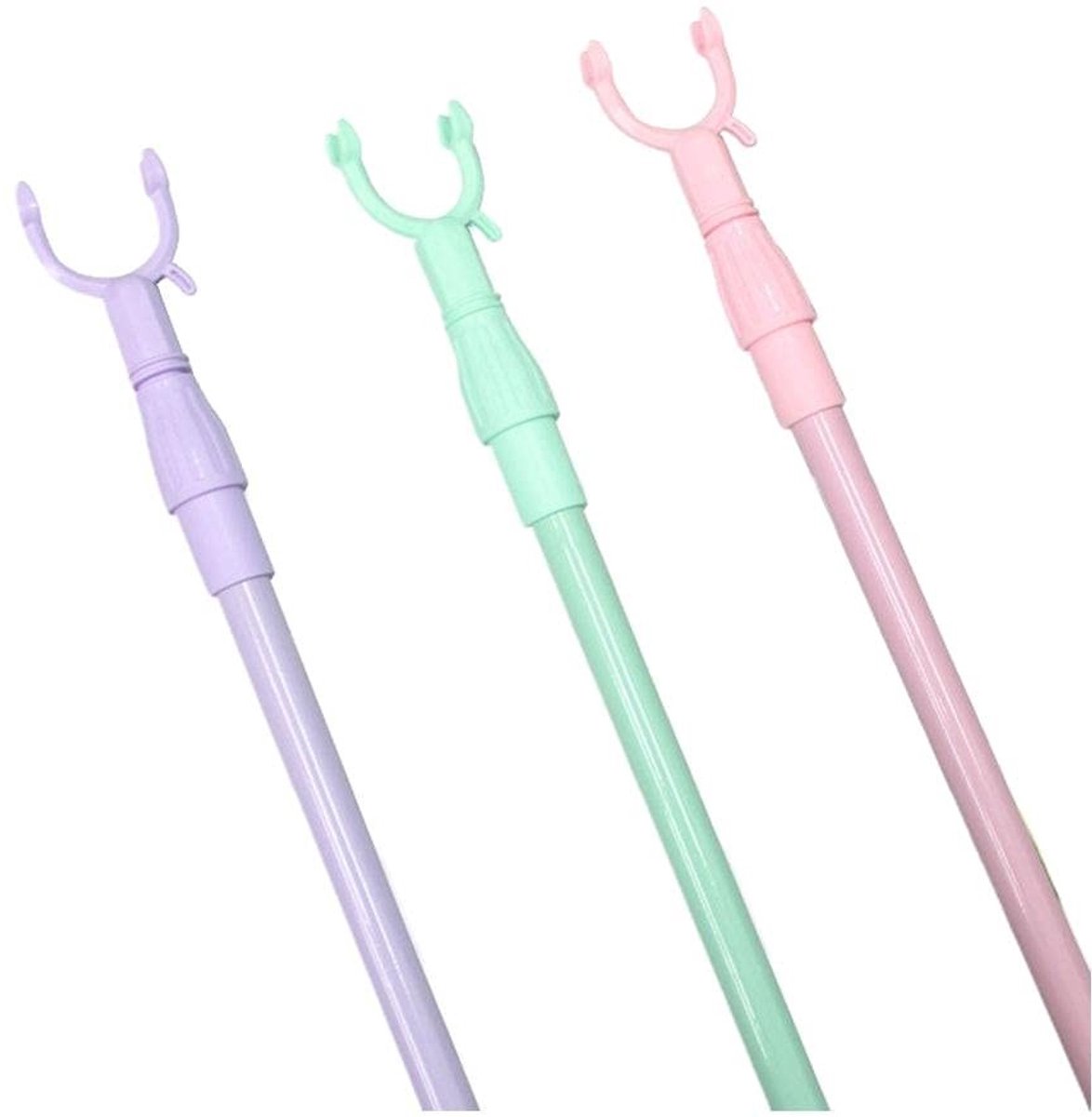 aladdien - Lange Reach Stick Pole Haak - Telescopische Kleding Vork - Intrekbare Drogen Kleding Pole - Willee Kleur - Ondersteuning voor Kleding - G...