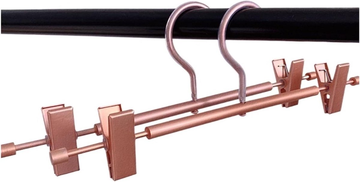Broekhangers 5 stuks - Met clips - Kleding opbergen - Antislip clips - 30 cm lengte - Roségoud
