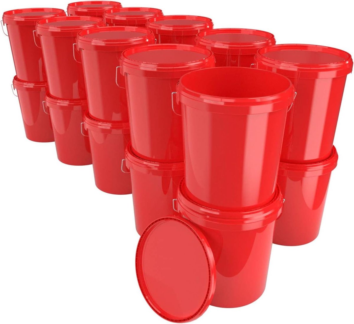 Emmer met Deksel - Opslagbak - Voedsel Opslaan - Luchtdichte Sluiting - 16 Liter - Rood