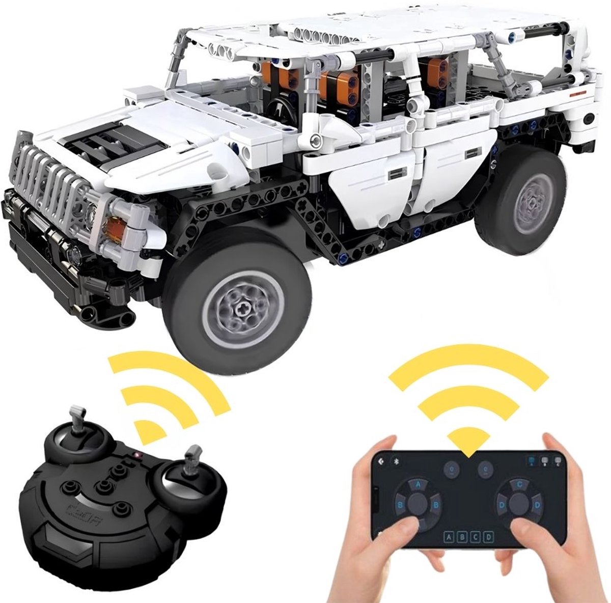 CadaBricks C51044W Warrior H2 Off-road and speed bouwset | Racing champions auto modelbouw | Educatief creator constructie speelgoed bouwpakketten voor kinderen & volwassenen | RC remote niet geschikt voor Lego | Technic bouwdoos 561 bouwstenen