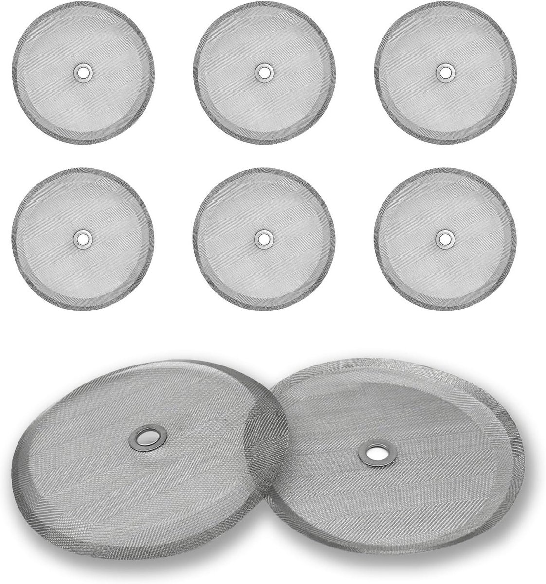 Set van 8 RVS cafetière filtermesh schermen, vervangbare en herbruikbare filters voor 8 kopjes koffie en thee, geschikt voor 34oz/1000ml apparaten