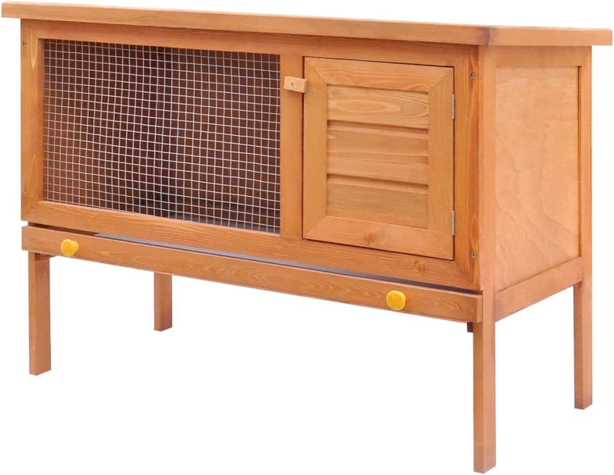 Konijnenhok voor buiten - Konijnenkooi voor buiten - Groot konijnen hok - 90L x 45B x 65H cm - Zwart