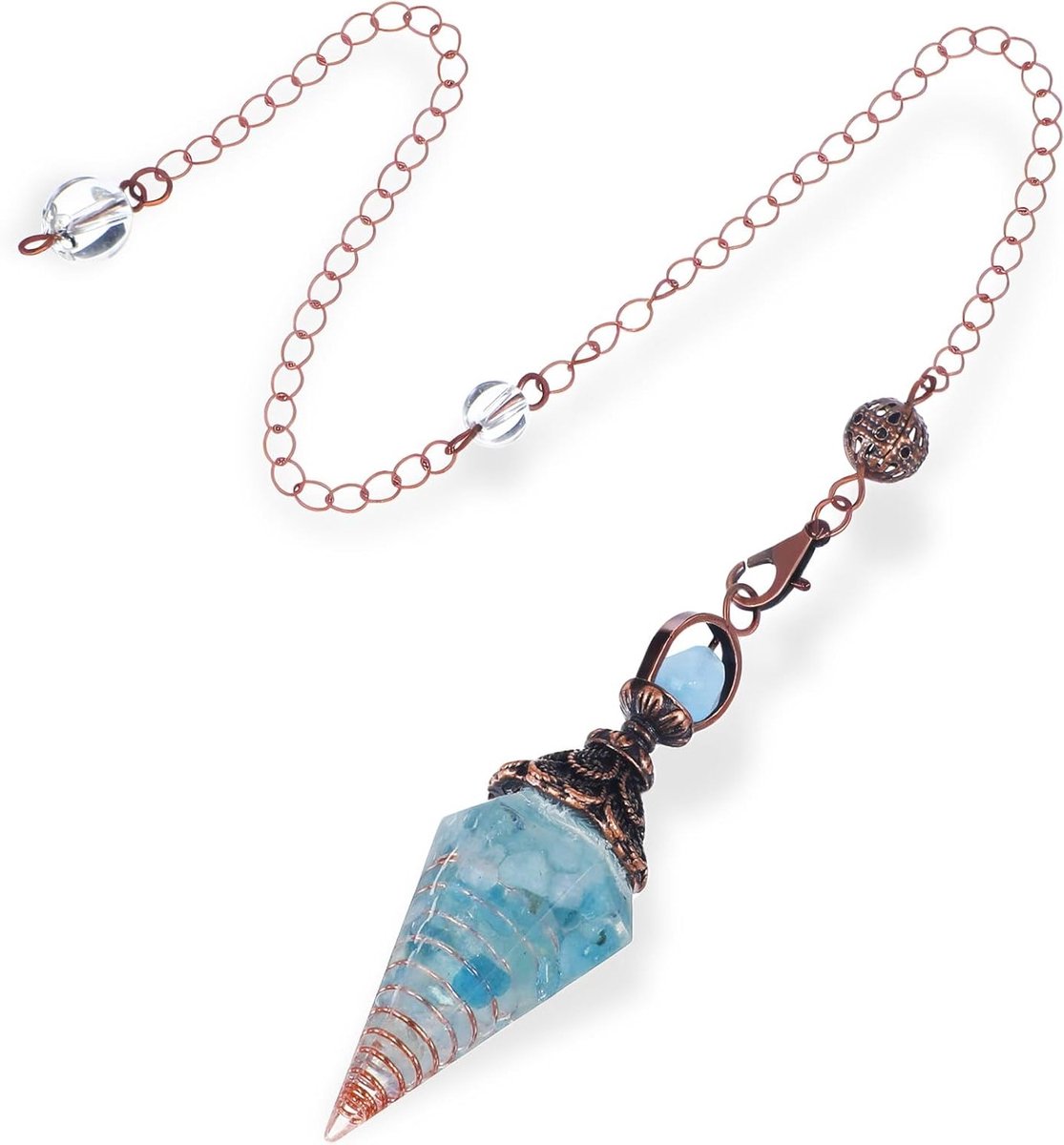 Natuurlijke Aquamarijn Pendel van Edelsteen, Hexagonale Kristallen voor Healing, Reiki en 