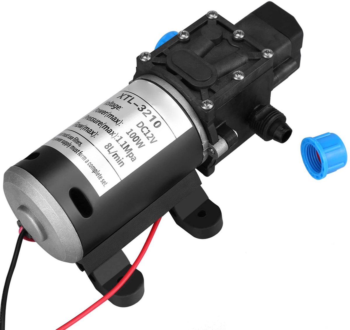DC 12V Zelfaanzuigende Waterpomp - 100W, 8L/min, 160 PSI voor Caravan en Boot