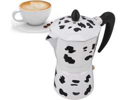 Moka Pot Hot Plate Espresso Machine Milk Cow Colour Espresso Coffee Maker Portable Coffee Maker Aluminium Percolator Coffee Pot Camping (300 ml)
