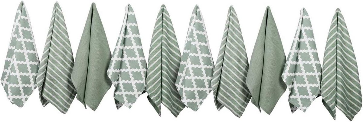 Penguin Home® 100% Pure Cotton Tea Towel 10-Piece Set, Sage