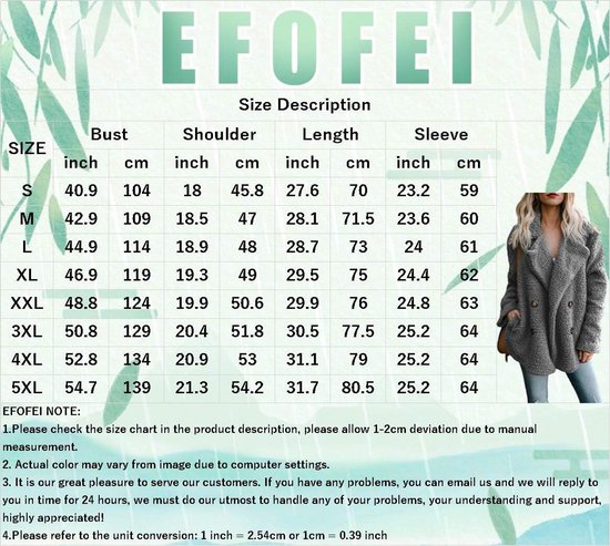 EFOFEI Ladies Previous Leistentaschen Zweireihig Coatfaux Wool Cloak With Taschenplüsch Outerwear — afbeelding 5