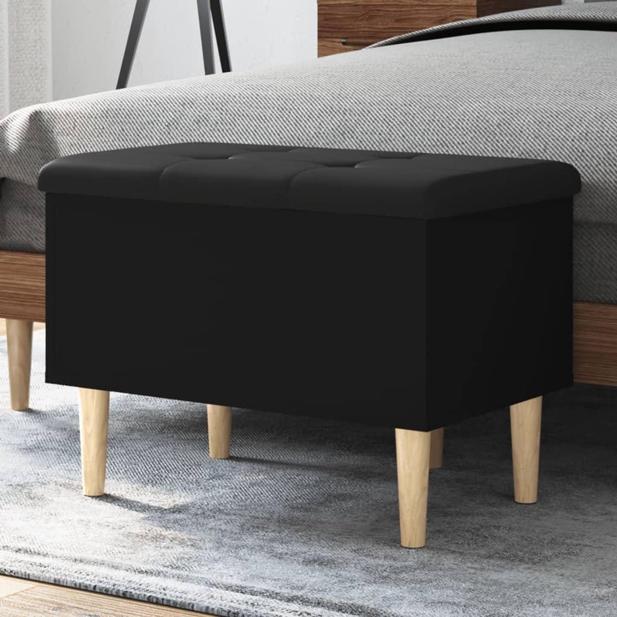 Opbergbank - Entreebank - Organiseren Wonen - Stabiele Scharnieren - 62x42x46cm - Zwart