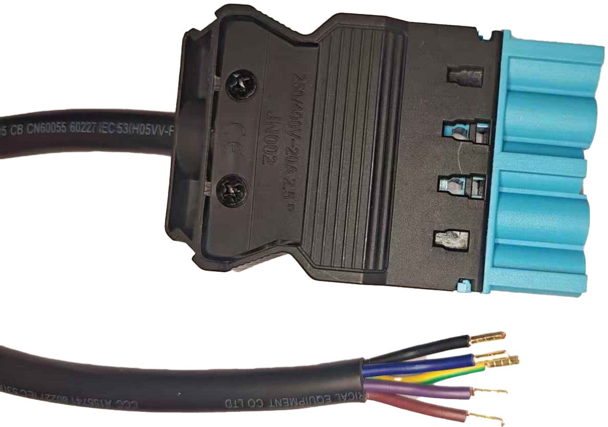 Noxion GST - Compatibel Voedingskabel Zwart - Mannelijk + Open uiteinden - 2m - 5 pole 0.75mm2.