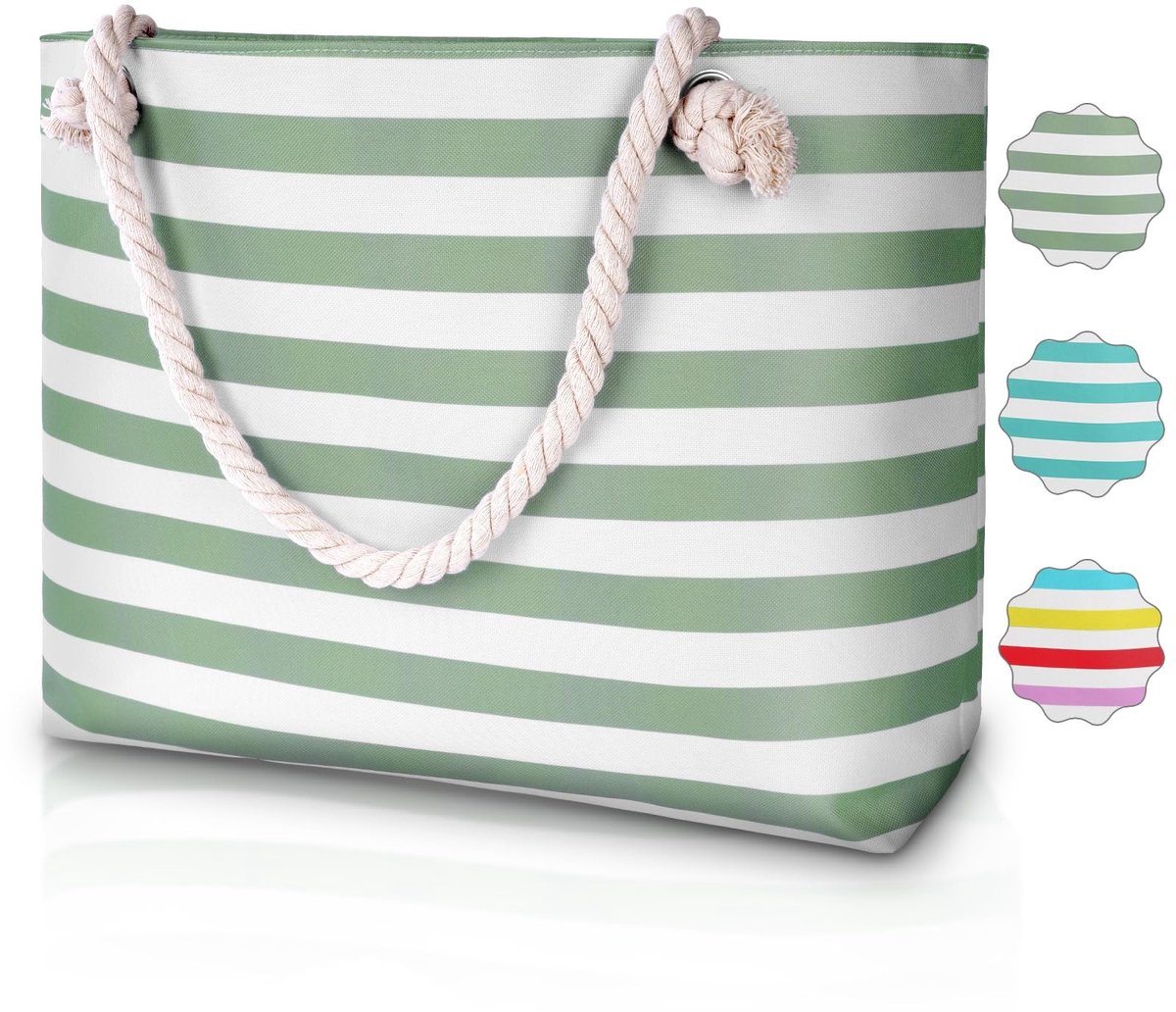 ONF3 - Strandtas Dames - Zomerse Handtas - Grote Capaciteit - Canvas Boodschappentas - Multifunctioneel - Geschikt voor Strand en Zwembad