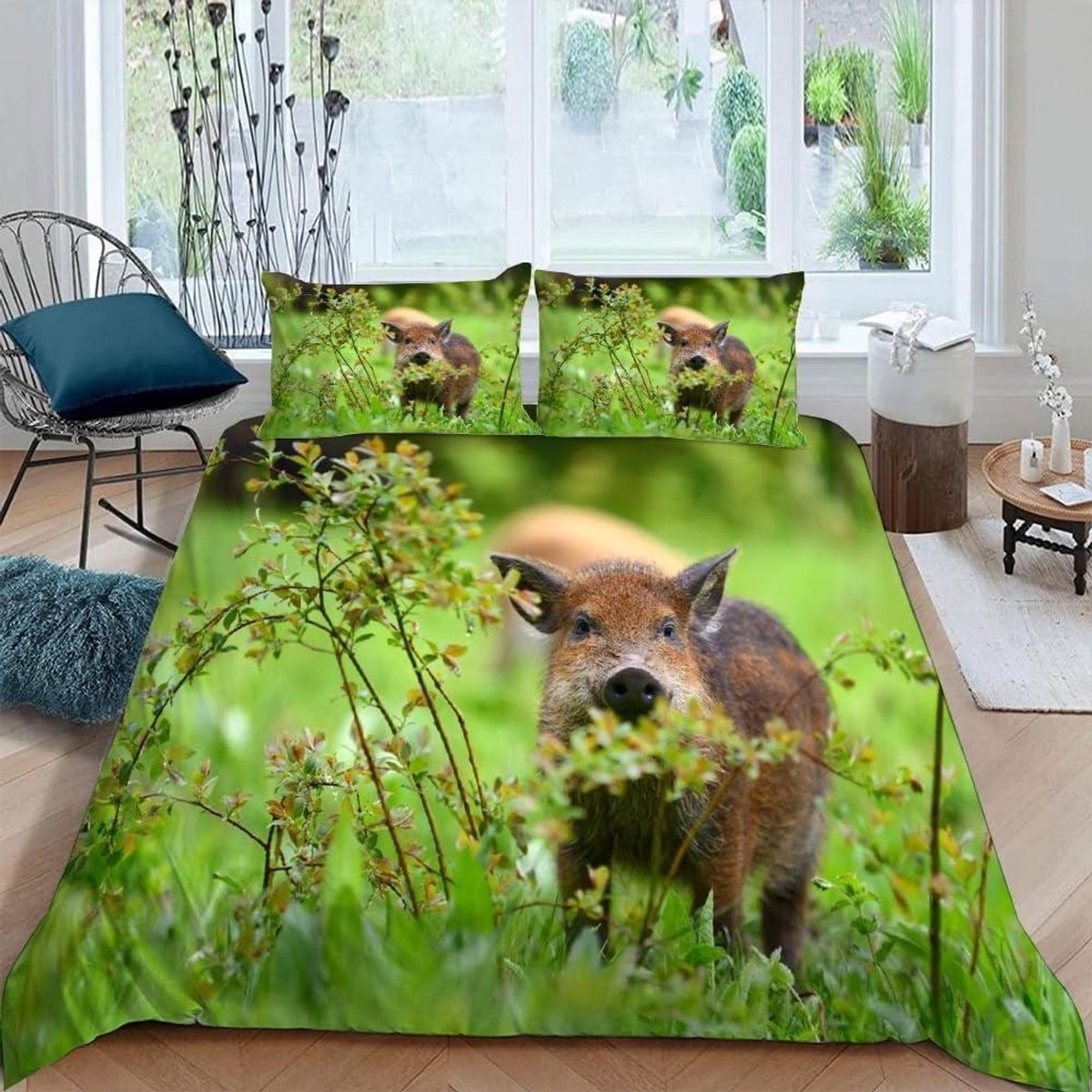 Dekbedovertrek Set - Beddengoed Set - Slaapkamer Decoratie - Omkeerbaar Wild Zwijn - 160x2