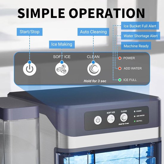 IJsmachine - Nugget ijsmaker - Dranken Koelen - Automatische reiniging - 17kg per dag - Zilver — afbeelding 2