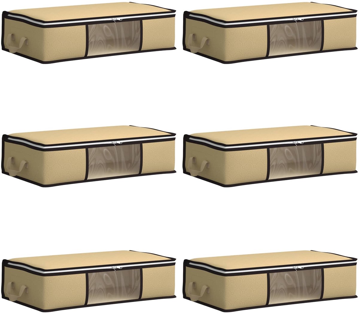 vidaXL - opbergdoos - met - doorzichtige - zijkant - 6 - pcs - Crèmekleurig