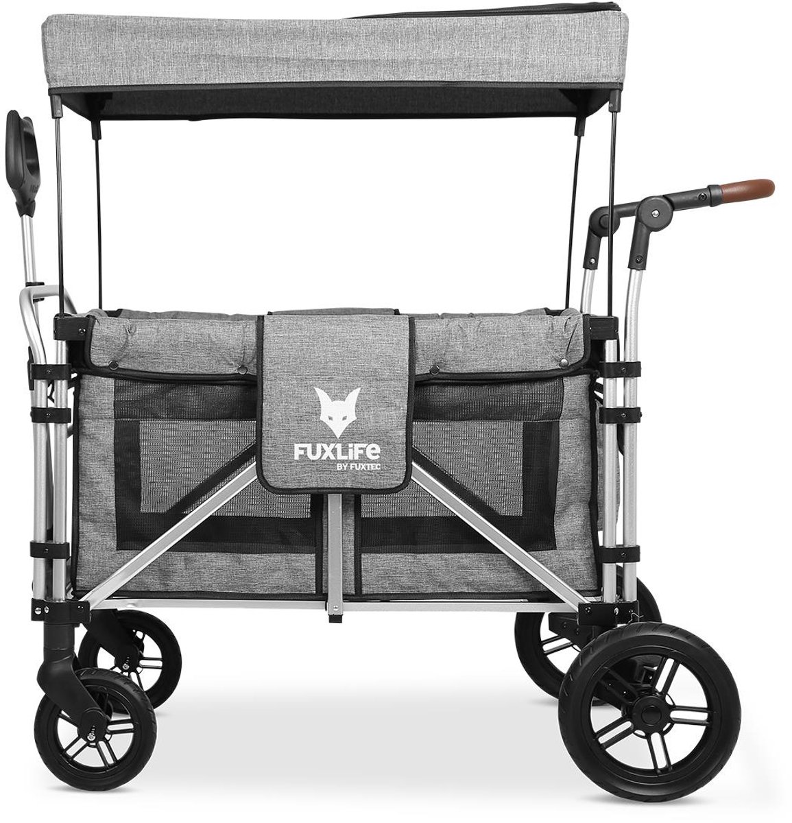 Bol.com FUXLIFE by FUXTEC CTXL900 Bolderkar voor 4 kinderen - Opvouwbaar - Premium Grijs | Met Veiligheidsriemen & Zonnedak - St... aanbieding