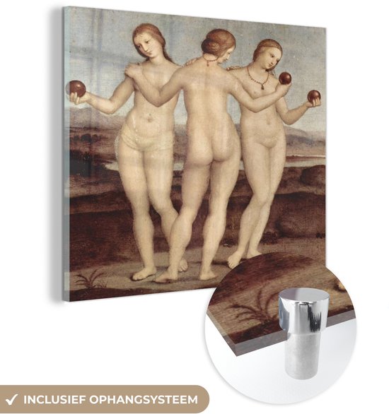 Peinture sur Verre - Les Trois Grâces - Peinture de Raphaël - 90x90 cm - Peintures sur Verre Peintures - Photo sur Glas