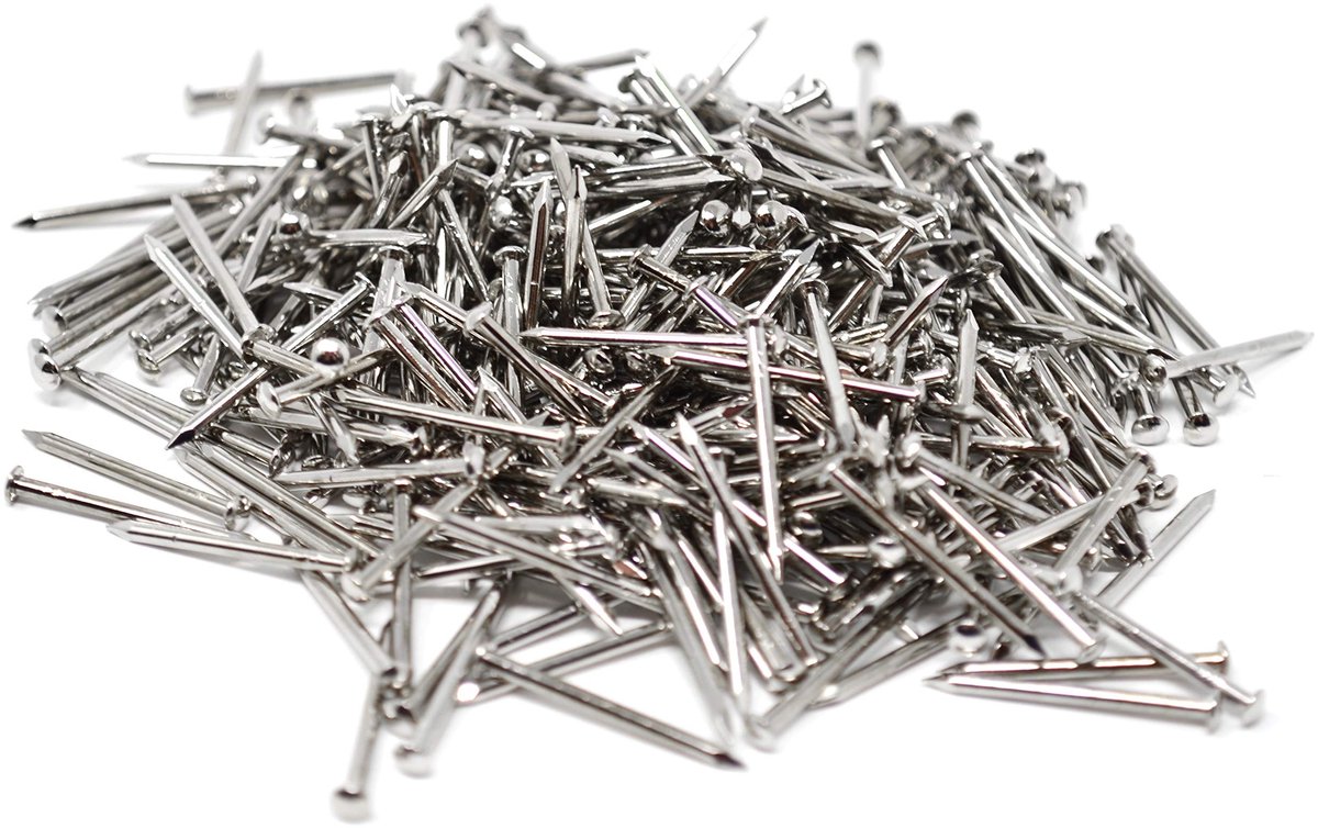 ONF3 - Rondkoppennen - Spijkers voor houtbewerking - Vernikkeld - Messing - 370 stuks - 1,4 x 20 mm - Geschikt voor hobby en professioneel gebruik