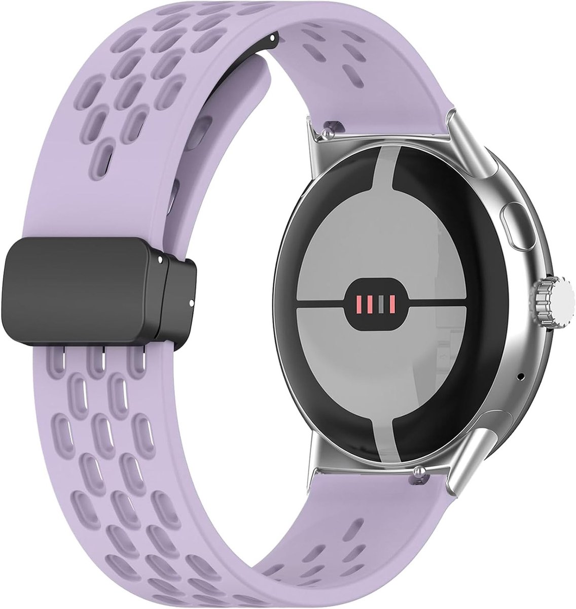 Siliconen Sportarmband voor Smartwatches, Geschikt voor Pixel Watch 4/3/2/1, Magnetische Sluiting, Lichtpaars, Comfortabel en Duurzaam