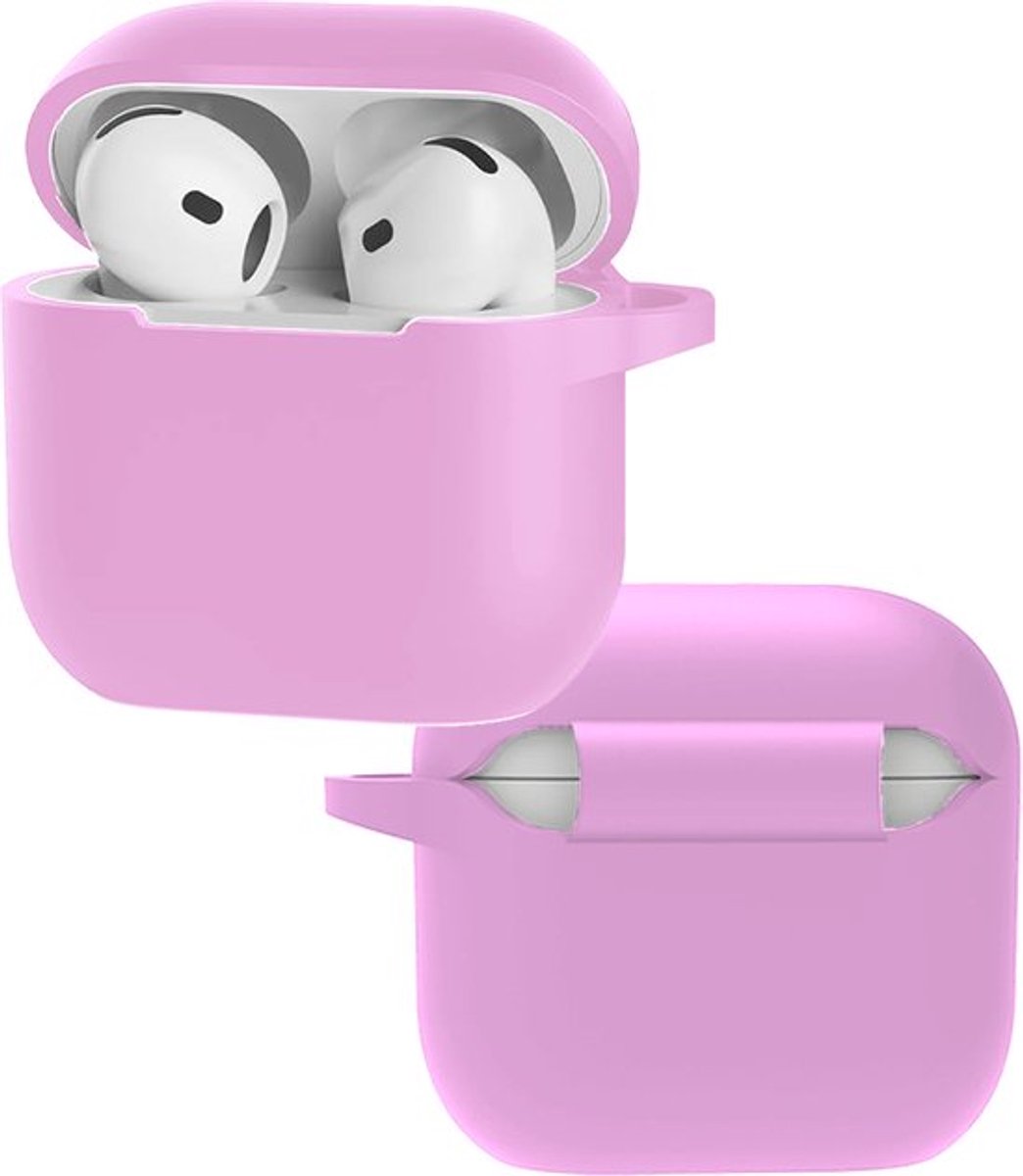 Hoesje geschikt voor Apple AirPods 4 - Siliconen case - AirPods cover - Protective case - Beschermhoes - Hoes oortjes - Softcase - Oplaadcase bescherming - Krasbestendig - 1 stuk - Flamingo - Jonyx